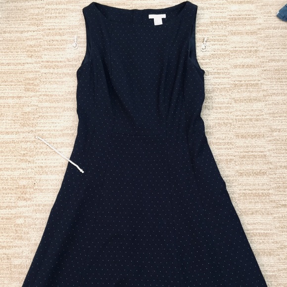 H&M Dresses & Skirts - H&M navy blue polkadot A line dress